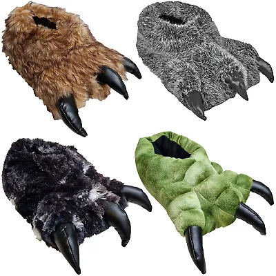 Buy Monster Claw Novelty Slippers Bear Yetti Big Foot Furry Scary Dinosaur Halloween • 14.95£