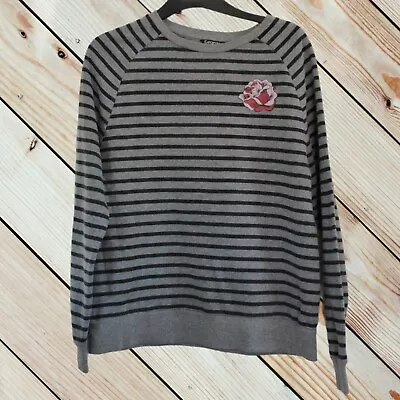Buy Grey Black Striped Top Sweater Jumper Rose Size Small George Christmas Gift • 5.99£