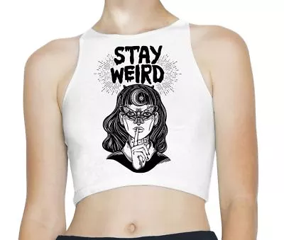 Buy Stay Weird Witch Girl Hipster Sleeveless High Neck Crop Top • 12.95£