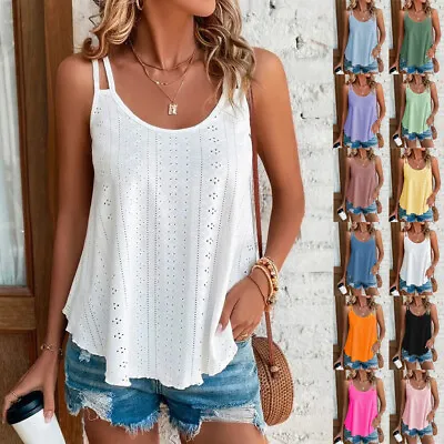 Buy Women Strappy Camisole T Shirt Ladies Blouse Tops Sleeveless Tank Vest Plus Size • 9.59£