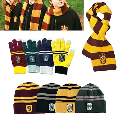 Buy Harry Potter Gryffindor Slytherin Ravenclaw Hufflepuff Beanie Hat Scarf Glove • 7.88£
