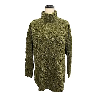 Buy Vintage Express Tricot M Hand Knitted Sweater Mock Neck Cable Knit Detail Y2K • 43.46£