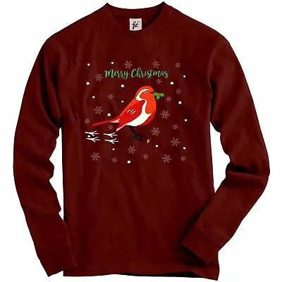 Buy Red Crested Robin In Snow Holding Holly Berries Adult Christmas Jumper • 19.99£