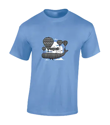 Buy Whale Hot Air Balloon Mens T Shirt Cool Funny Joke Design Animal Fashion Top • 7.99£