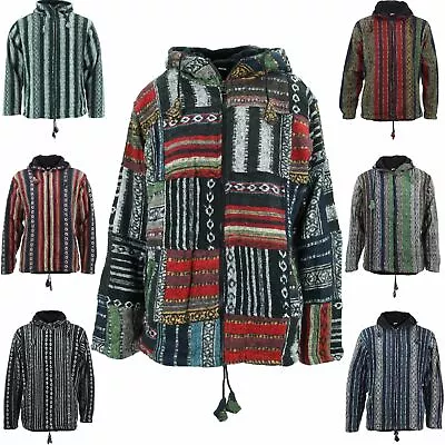 Buy Hoodie Jacket Hippie Festival Fully Lined Cardigan Brushed Cotton Patchwork • 35.90£