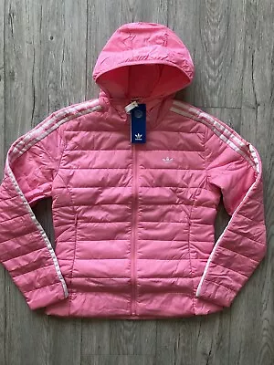 Buy Adidas Originals Puffer Jacket Slim Down Hooded Pink Womens Size Medium BNWT • 39.99£
