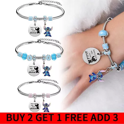 Buy Cute Stitch Charm Bracelet Popular Lilo And Stitch Women Girl Jewellery Gift UK • 5.99£