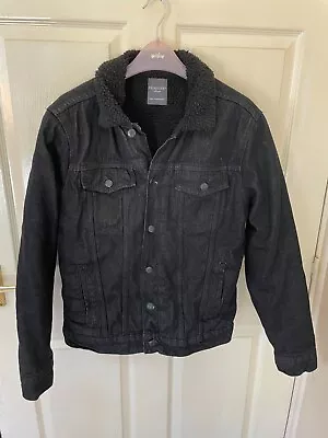 Buy Lovely Men's Black Primark Denim Fleece Lined Jacket Size Medium • 12£