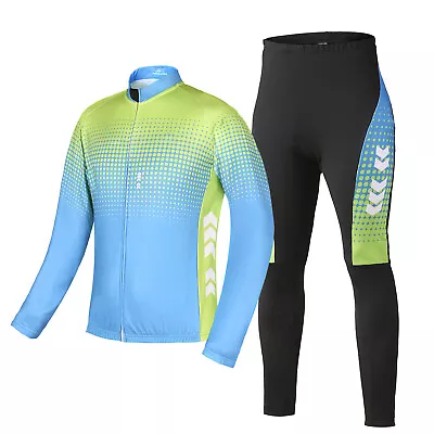 Buy Men's Winter Cycling Clothing Set Long Sleeve Windproof Thermal Fleece P1W1 • 46.88£