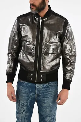 Buy BNWT Mens DIESEL Foil Leather Jacket Steward Metallic Size XL RRP £590 ] • 139.99£