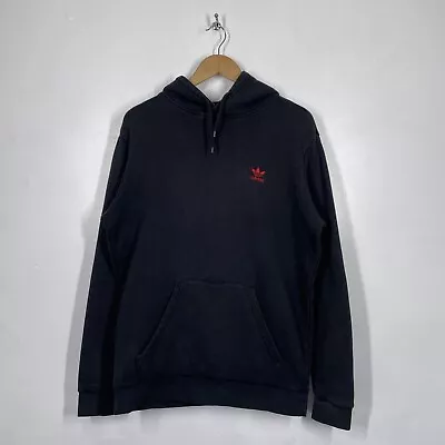 Buy Adidas Hoodie Mens Medium Black Pullover Sweatshirt Red Trefoil Originals M • 12.99£