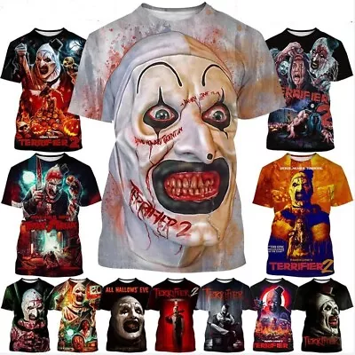 Buy New Terrifier Horror Clown 3D Print Women Men Short Sleeve T-shirt Tops Casual • 9.59£