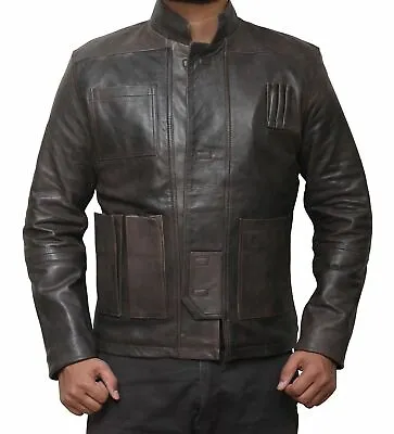 Buy Star Wars Harrison Ford Han Solo The Force Awakens Distressed Leather Jacket • 41.99£