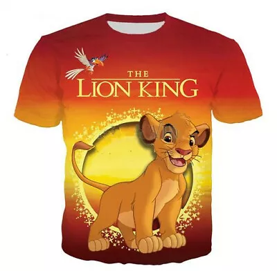Buy Movie The Lion King Simba 3D Print T-Shirt Women/Men's Casual Short Sleeve • 9.59£
