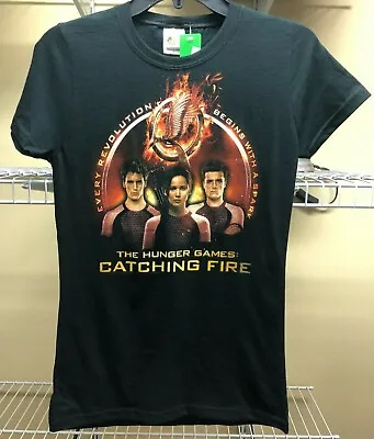Buy The Hunger Games Catching Fire Katniss Peeta Finnick  Black T-shirt Womens Sz M • 23.62£