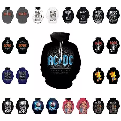 Buy Women Men ACDC Rock Band Hoodies Sweatshirt Pullover Coat Hooded Top Gifts UK • 16.43£