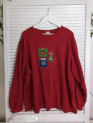 Buy Holiday Editions Size 2XL Christmas Sweatshirt Jumper Red Xmas Scene Vintage • 14.99£