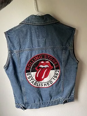 Buy Forever 21 Womens S Denim Vest Rolling Stones • 19.30£