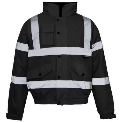 Buy Mens Premium Hi Vis Bomber Jacket Hi Viz Waterproof Workwear Coat • 23.99£