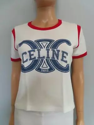 Buy CELINE White Triomphe Logo Print T-Shirt Size XS $670 • 356.27£