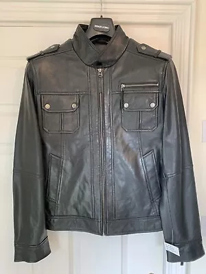 Buy Mens Leather Jacket Real Genuine Black • 45£