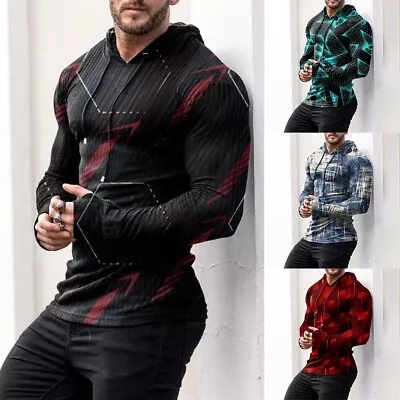 Buy Stylish Men's Print Hoodies Sweatshirts Activewear Tops Pullover Jumper • 18.06£