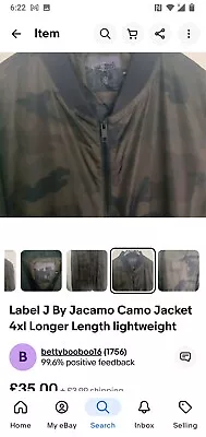 Buy Label J By Jacamo Camo Jacket 4xl Longer Lengh • 35£