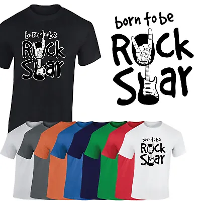 Buy Born To Be A Rock Star Mens T-Shirt Music Guitar Rock N Roll Unisex Gift Tshirt • 11.99£