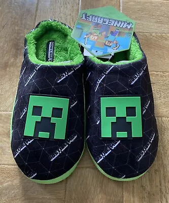 Buy Boys Minecraft Slippers Kids Creeper Gaming Open Back Mules Slip On House Shoes • 13.99£
