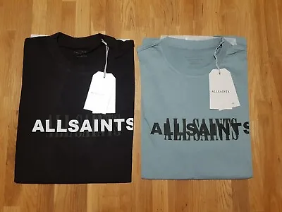 Buy All Saints Organic Cotton Crew T-Shirt Black, Blue • 25.99£