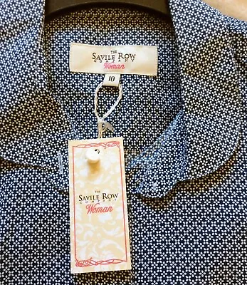Buy Savile Row Ladies Shirt Navy Ditsy Print Peter Pan Collar *BNWT*👗(10)👗 • 22.50£