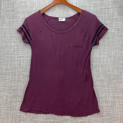 Buy Glitz Raglan T-Shirt With Sheer Stripes Womens Large Short Sleeve Rayon Burgundy • 9.44£