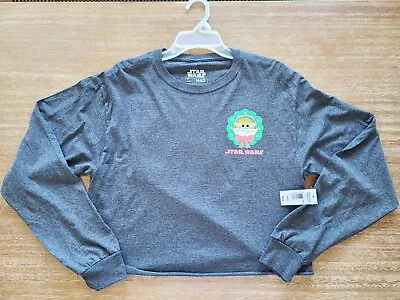 Buy NEW Grogu Christmas Long Sleeve Crop Top Star Wars Baby Yoda Sweater M Medium • 19.20£