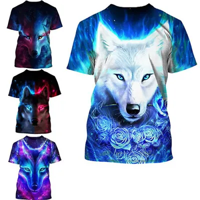 Buy Graphic Animal Wolf Unisex 3D Womens/mens Short Sleeve T-Shirt Casual Tops Tee • 10.79£