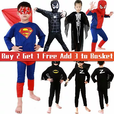 Buy Kids Boys Superhero Costume Spiderman Superman Dressing Up Party Cosplay Clothes • 9.91£