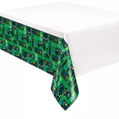 Buy Gaming Table Cover Video Game Controller Birthday Party Plastic Tablecloth 213cm • 3.99£