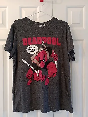 Buy Marvel Comics Dark Grey T-Shirt Deadpool Logo Size L • 3£