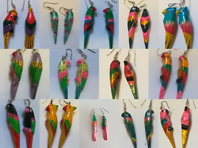 Buy Fancy A1 Hand Painted Parrot Earrings Tropical Bird Ear Bling Jewellery Rings  • 4.95£