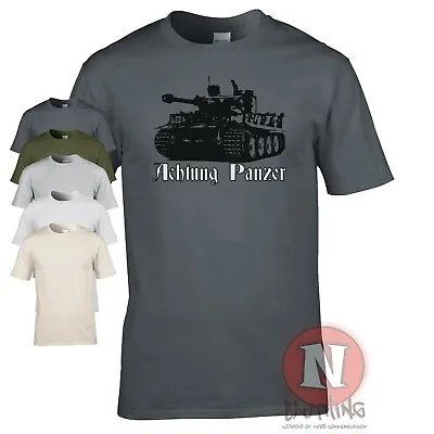 Buy Achtung Panzer T-shirt Tank WW2 German Military Armour Teeshirt World War Tanks • 13.99£
