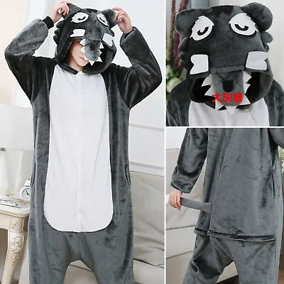 Buy UK Mickey Mouse Kids Adult Flannel Pajamas Onesie22 Cosplay Costume Big Bad Wolf • 15.11£