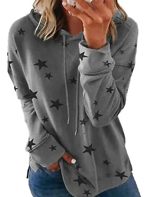 Buy Ladies Sweatshirt Star Printed Hoodies Loose Fit Long Sleeve Cocktail Comfy • 12.49£
