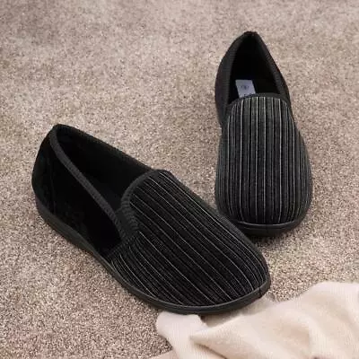 Buy The Slipper Company Mens Slippers Black Twin Gusset Rory Shoezone SIZE • 6.99£