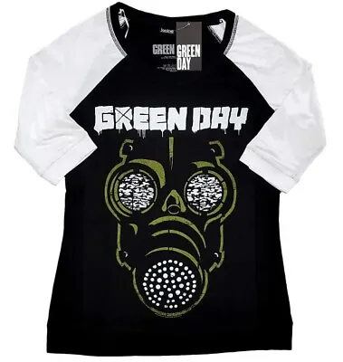 Buy Green Day Ladies Raglan T-shirt: Green Motif New Size Xxxl Black White Merch • 19.69£