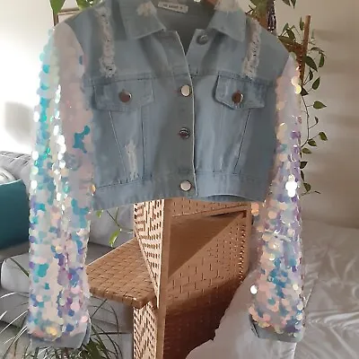 Buy 36 Point 5 Jean Half Jacket With Sequined Sleeve. Size L 12-14. • 19.28£