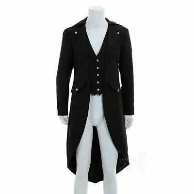 Buy Men Jacket Retro Victorian Steampunk Swalow Gothic Tailcoat Ringmaster Tail Coat • 11£