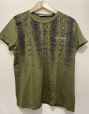 Buy ZARA Snakeskin Print Of The Season Women’s T-Shirt Olive Green Size XL • 9.50£