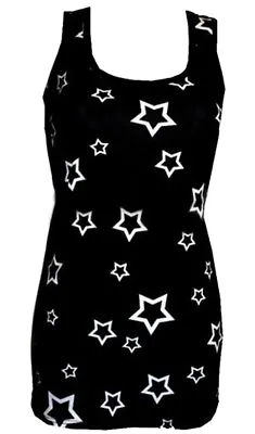 Buy Women's White Stars Cute Star Print Long Vest Tank Top Dress Goth Punk Emo • 21.99£