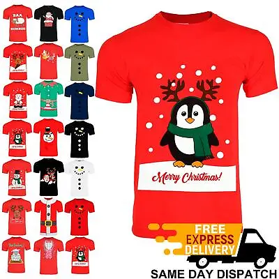 Buy Unisex Mens Women Ladies Merry Christmas Xmas Santa Reindeer Penguin T Shirt Top • 7.69£