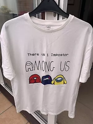 Buy Among Us T Shirt Kids Age  13-14 Years  Bnwot. M&S White • 0.99£