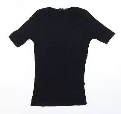 Buy New Look Womens Black Viscose Basic T-Shirt Size 6 Round Neck • 3.50£